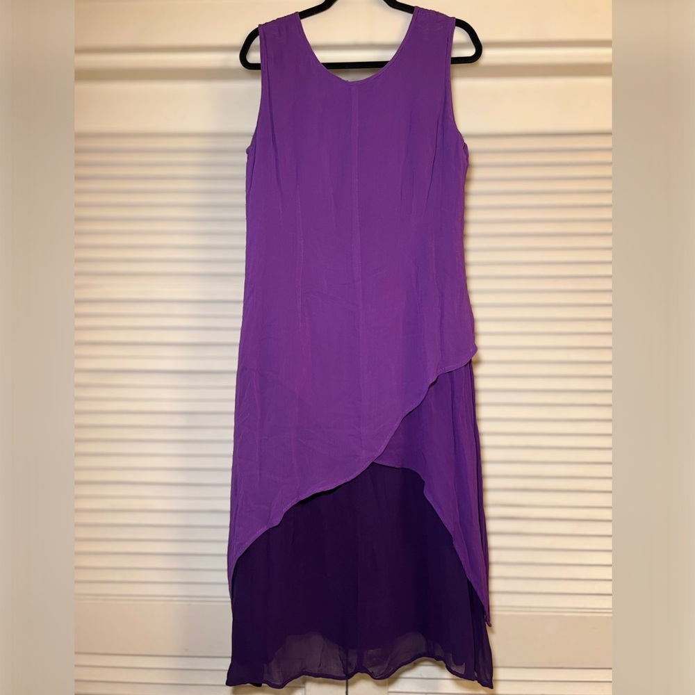 Vintage 90s Phool Draped Sleeveless Bias Cut Midi Dress size large FairyCore - Picture 6 of 7